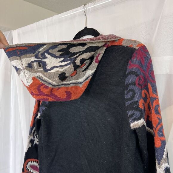 Max sport tapestry print hooded cardigan sweater wool blend boho lagenlook SM - Picture 9 of 11